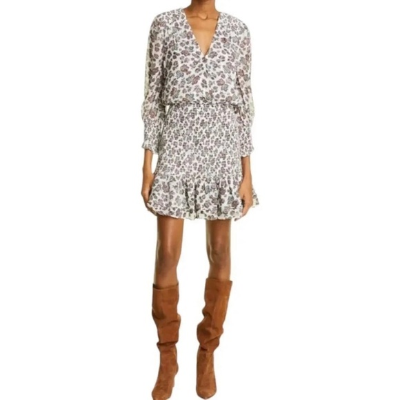 Veronica Beard Dresses & Skirts - Veronica Beard Saera Mini Dress Womens Sz 16 Multi Floral Print Smocked dress